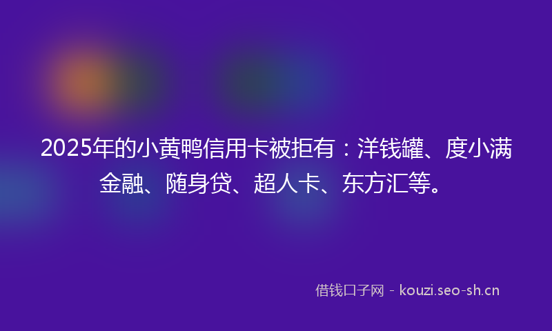 2025年的小黄鸭信用卡被拒有：洋钱罐、度小满金融、随身贷、超人卡、东方汇等。