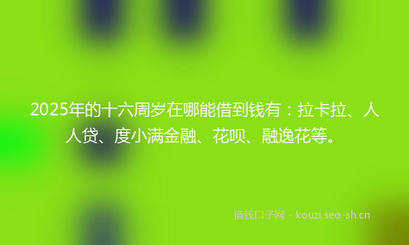 2025年的十六周岁在哪能借到钱有：拉卡拉、人人贷、度小满金融、花呗、融逸花等。