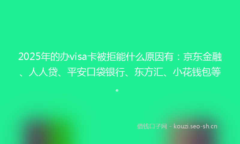 2025年的办visa卡被拒能什么原因有：京东金融、人人贷、平安口袋银行、东方汇、小花钱包等。