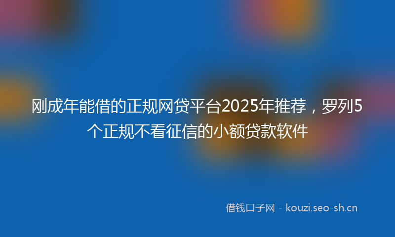 刚成年能借的正规网贷平台2025年推荐，罗列5个正规不看征信的小额贷款软件