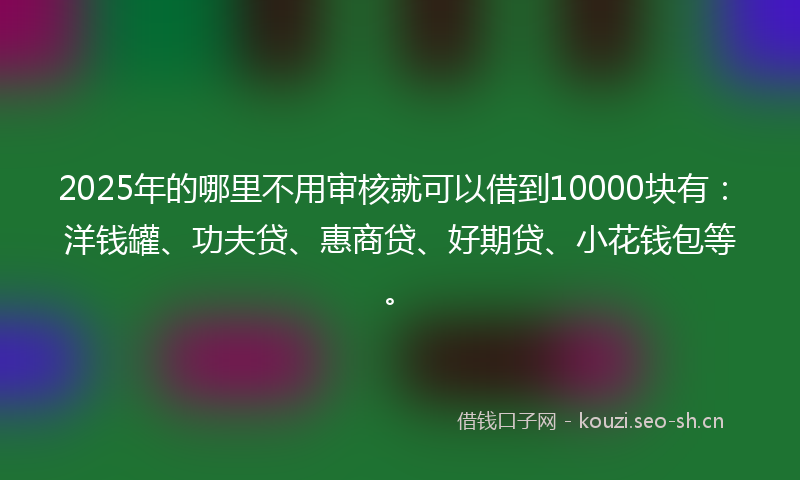 2025年的哪里不用审核就可以借到10000块有：洋钱罐、功夫贷、惠商贷、好期贷、小花钱包等。