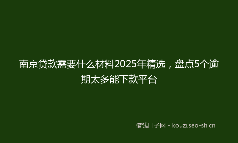 南京贷款需要什么材料2025年精选，盘点5个逾期太多能下款平台