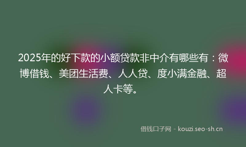 2025年的好下款的小额贷款非中介有哪些有：微博借钱、美团生活费、人人贷、度小满金融、超人卡等。