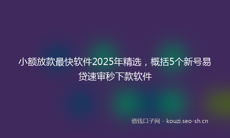 小额放款最快软件2025年精选，概括5个新号易贷速审秒下款软件