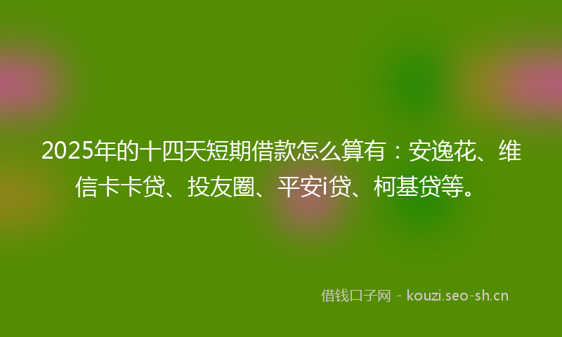 2025年的十四天短期借款怎么算有：安逸花、维信卡卡贷、投友圈、平安i贷、柯基贷等。