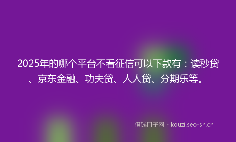 2025年的哪个平台不看征信可以下款有：读秒贷、京东金融、功夫贷、人人贷、分期乐等。