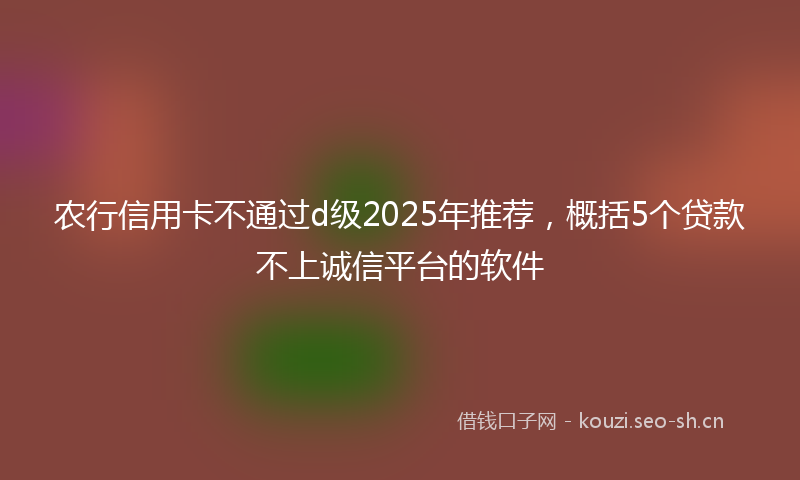 农行信用卡不通过d级2025年推荐，概括5个贷款不上诚信平台的软件