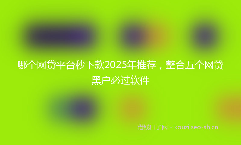 哪个网贷平台秒下款2025年推荐，整合五个网贷黑户必过软件