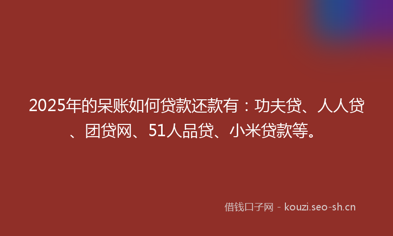 2025年的呆账如何贷款还款有：功夫贷、人人贷、团贷网、51人品贷、小米贷款等。