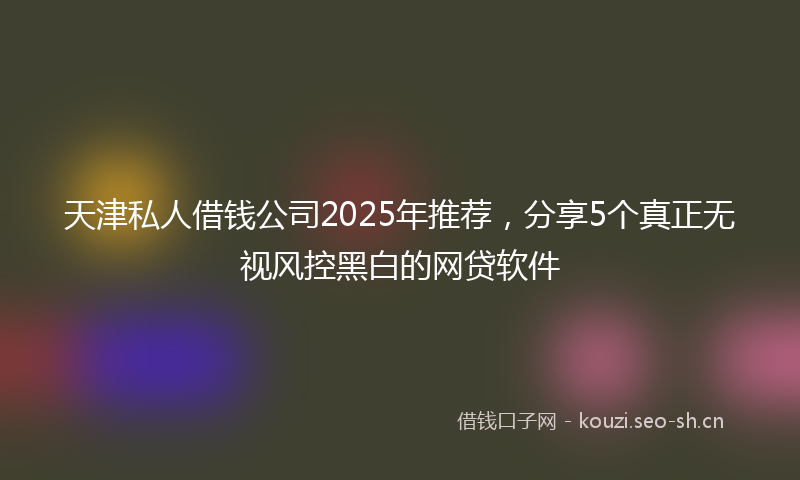 天津私人借钱公司2025年推荐，分享5个真正无视风控黑白的网贷软件