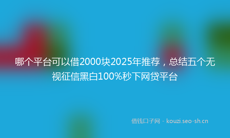 哪个平台可以借2000块2025年推荐，总结五个无视征信黑白100%秒下网贷平台