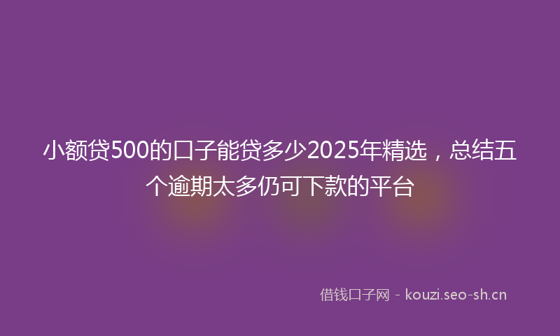 小额贷500的口子能贷多少2025年精选，总结五个逾期太多仍可下款的平台