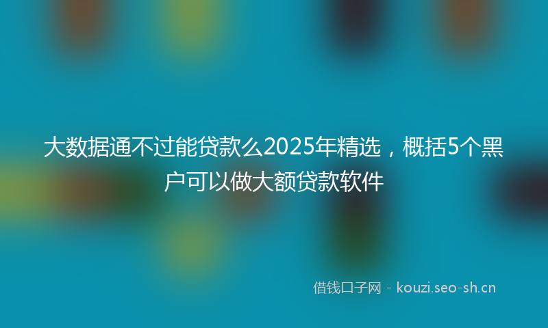 大数据通不过能贷款么2025年精选，概括5个黑户可以做大额贷款软件