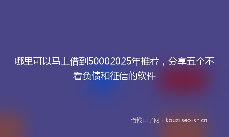 哪里可以马上借到50002025年推荐，分享五个不看负债和征信的软件