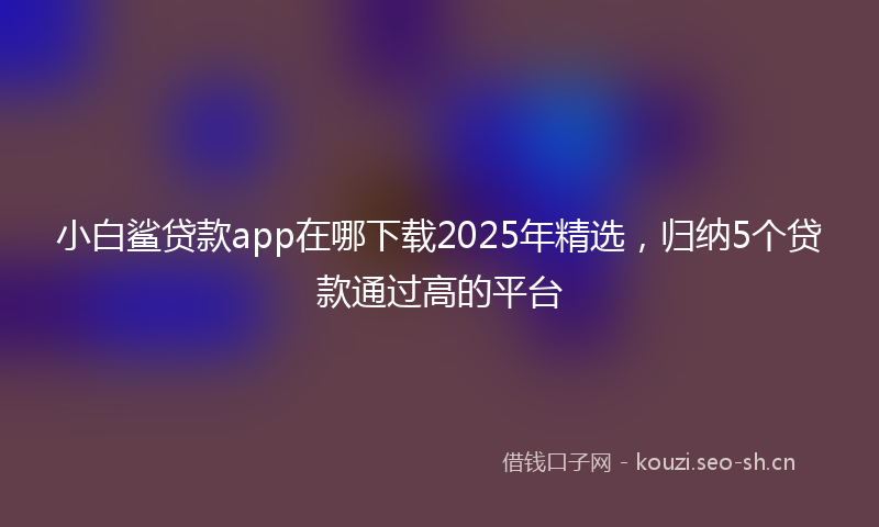 小白鲨贷款app在哪下载2025年精选，归纳5个贷款通过高的平台