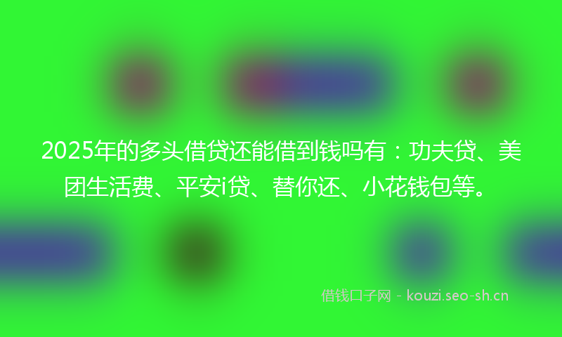 2025年的多头借贷还能借到钱吗有：功夫贷、美团生活费、平安i贷、替你还、小花钱包等。