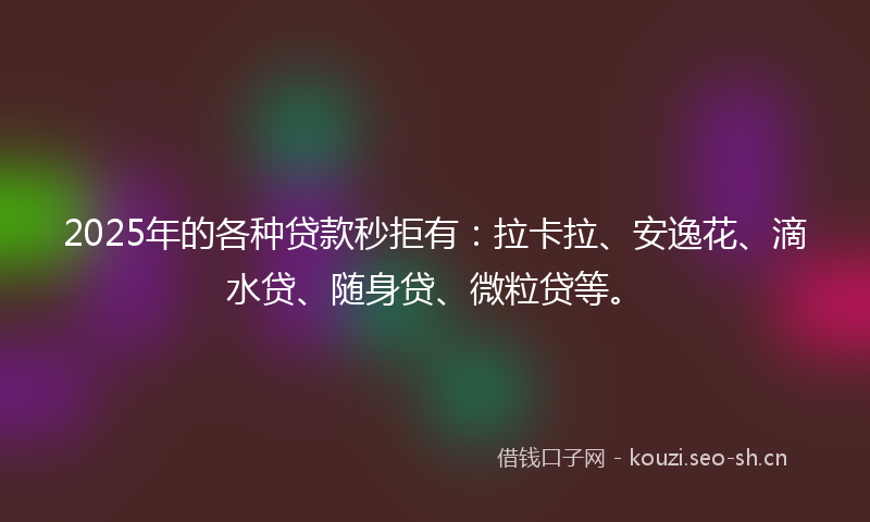 2025年的各种贷款秒拒有:拉卡拉、安逸花、滴水贷、随身贷、微粒贷等。