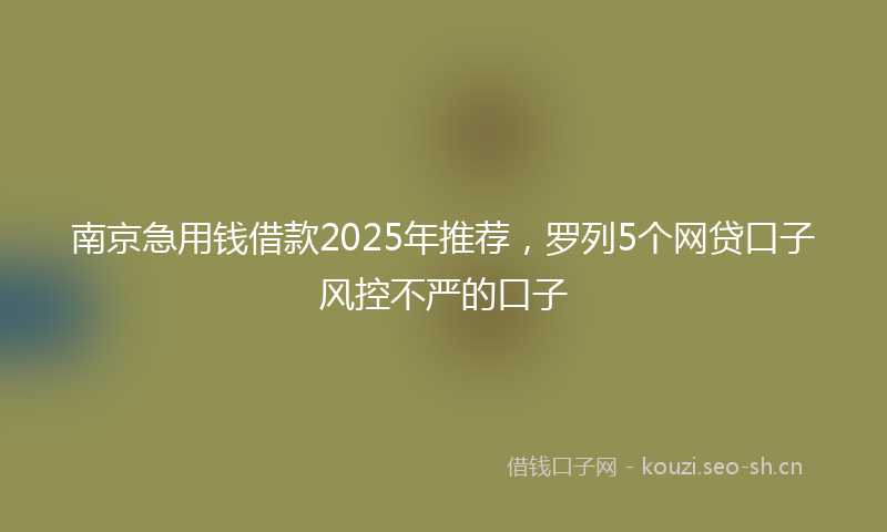 南京急用钱借款2025年推荐，罗列5个网贷口子风控不严的口子