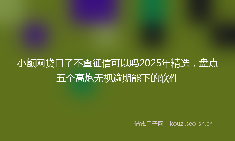 小额网贷口子不查征信可以吗2025年精选，盘点五个高炮无视逾期能下的软件