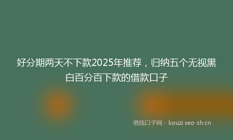 好分期两天不下款2025年推荐，归纳五个无视黑白百分百下款的借款口子
