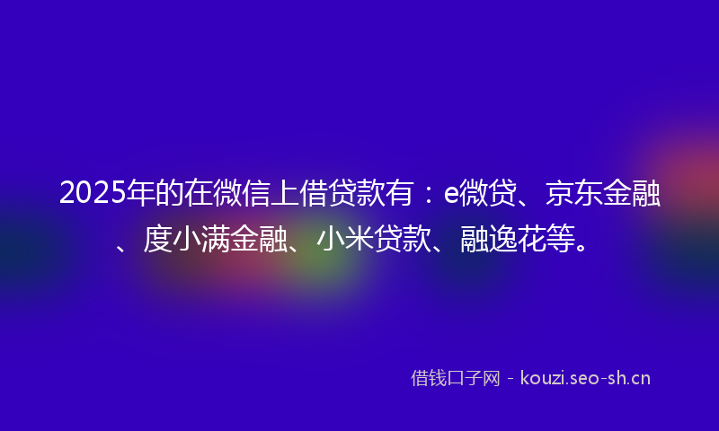 2025年的在微信上借贷款有：e微贷、京东金融、度小满金融、小米贷款、融逸花等。