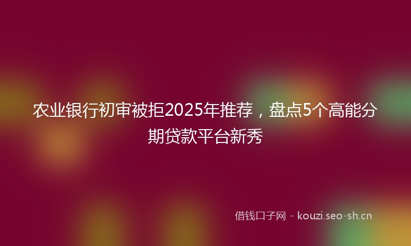 农业银行初审被拒2025年推荐，盘点5个高能分期贷款平台新秀