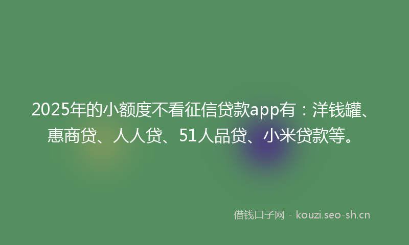 2025年的小额度不看征信贷款app有：洋钱罐、惠商贷、人人贷、51人品贷、小米贷款等。