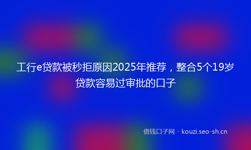 工行e贷款被秒拒原因2025年推荐，整合5个19岁贷款容易过审批的口子