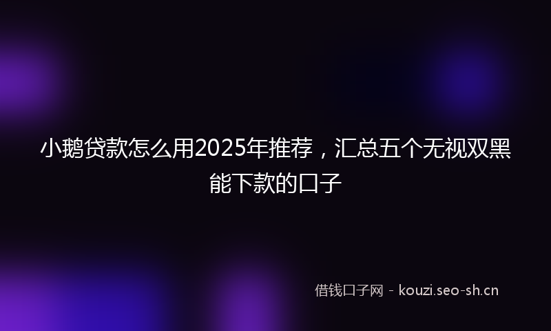 小鹅贷款怎么用2025年推荐,汇总五个无视双黑能下款的口子