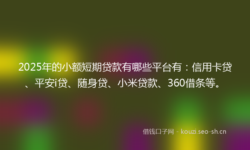 2025年的小额短期贷款有哪些平台有:信用卡贷、平安i贷、随身贷、小米贷款、360借条等。
