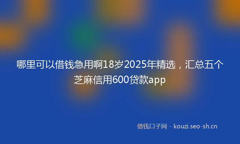 哪里可以借钱急用啊18岁2025年精选，汇总五个芝麻信用600贷款app