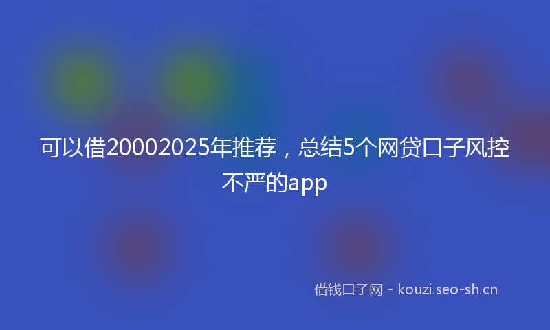 可以借20002025年推荐，总结5个网贷口子风控不严的app