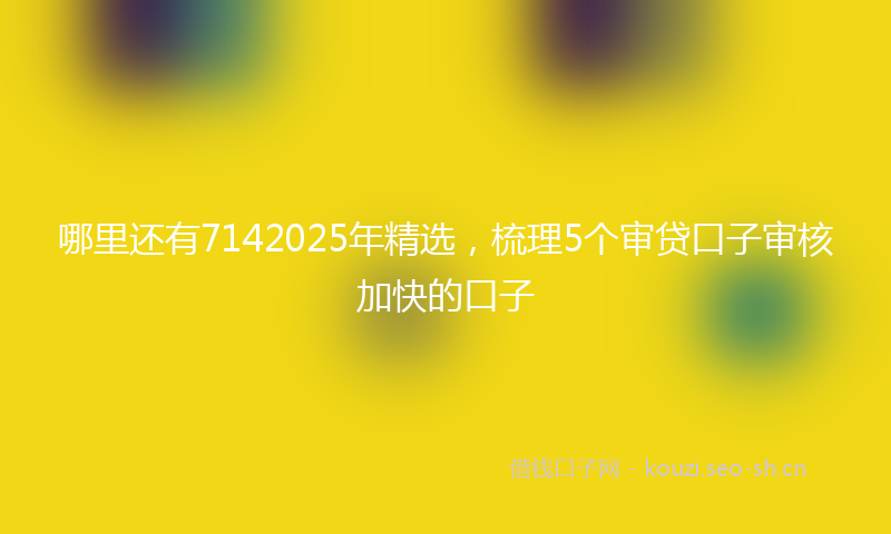 哪里还有7142025年精选，梳理5个审贷口子审核加快的口子