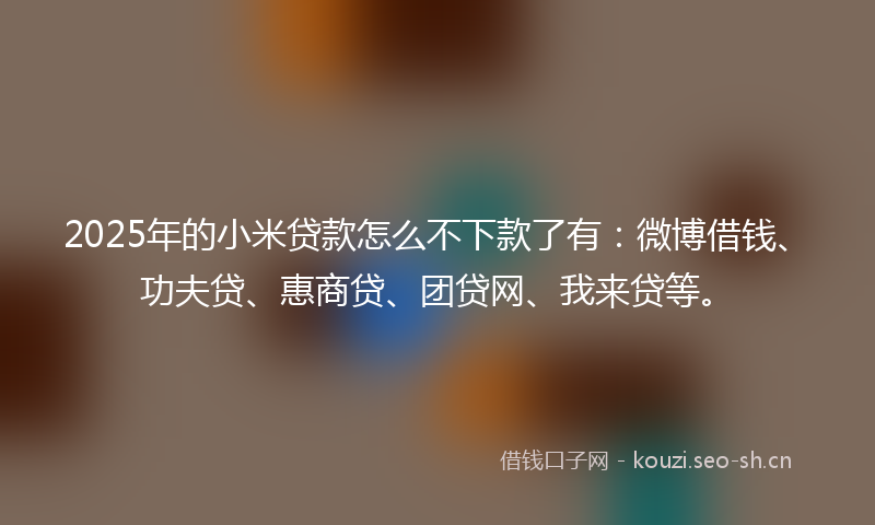2025年的小米贷款怎么不下款了有:微博借钱、功夫贷、惠商贷、团贷网、我来贷等。