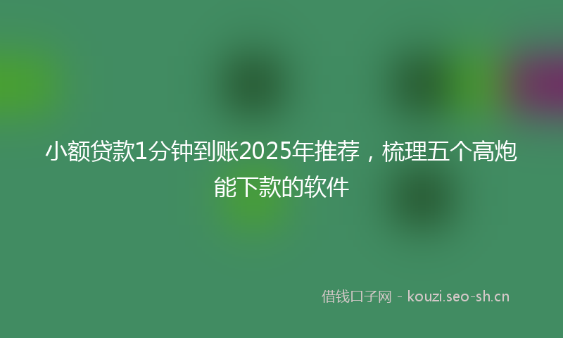 小额贷款1分钟到账2025年推荐,梳理五个高炮能下款的软件