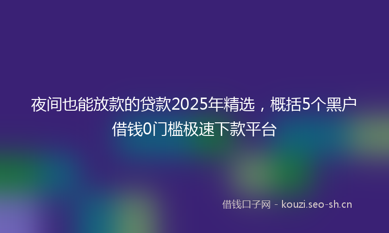 夜间也能放款的贷款2025年精选，概括5个黑户借钱0门槛极速下款平台