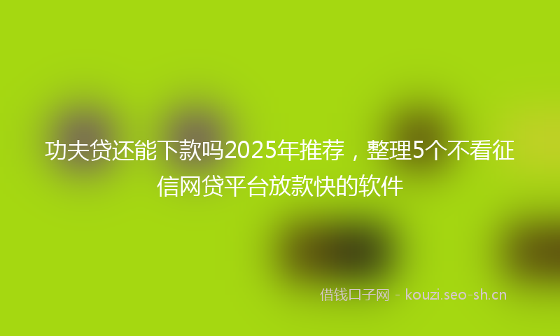 功夫贷还能下款吗2025年推荐，整理5个不看征信网贷平台放款快的软件
