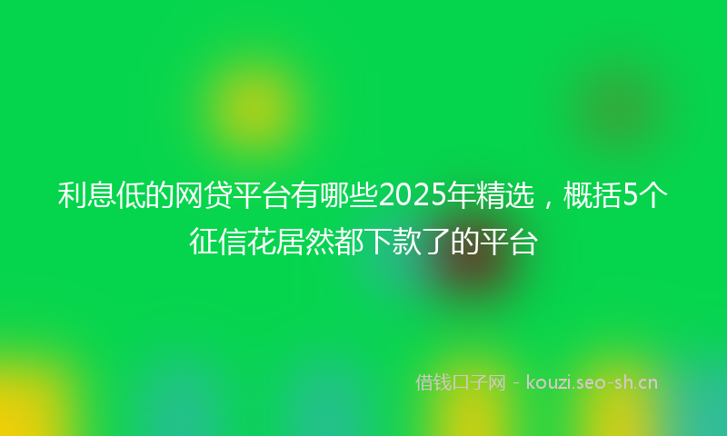 利息低的网贷平台有哪些2025年精选，概括5个征信花居然都下款了的平台