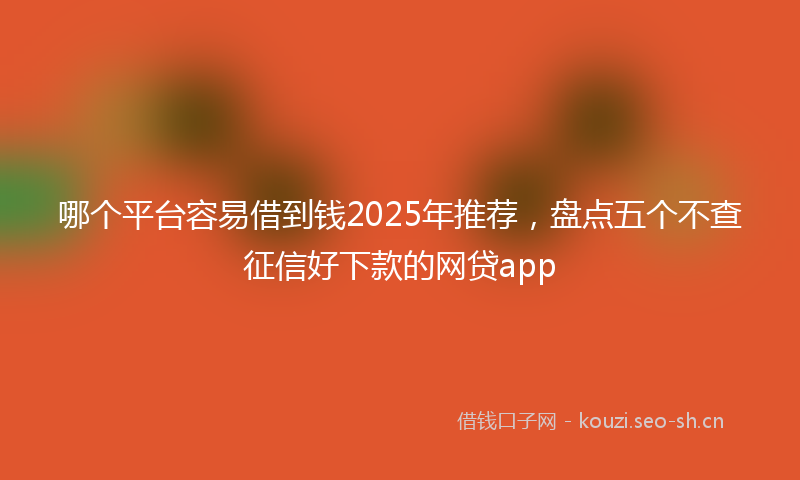 哪个平台容易借到钱2025年推荐，盘点五个不查征信好下款的网贷app