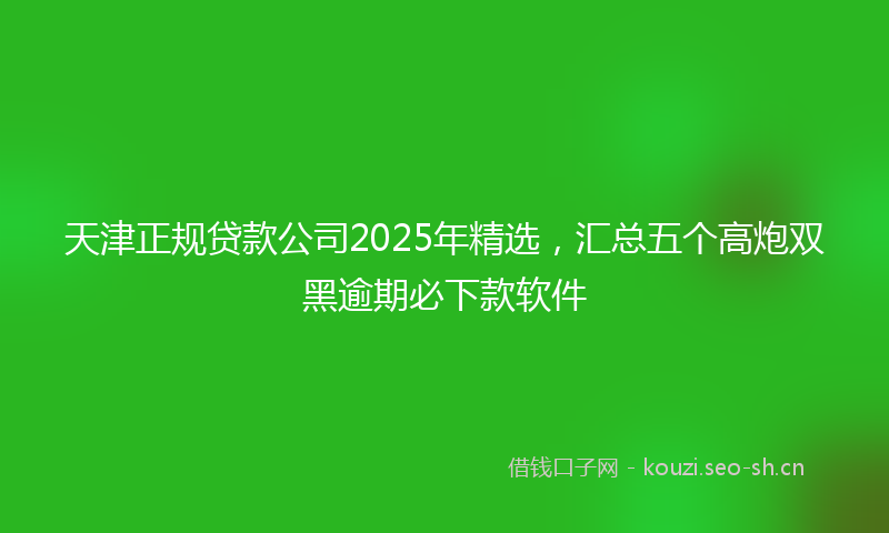 天津正规贷款公司2025年精选，汇总五个高炮双黑逾期必下款软件