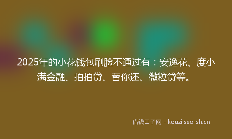 2025年的小花钱包刷脸不通过有：安逸花、度小满金融、拍拍贷、替你还、微粒贷等。