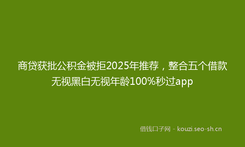 商贷获批公积金被拒2025年推荐，整合五个借款无视黑白无视年龄100%秒过app