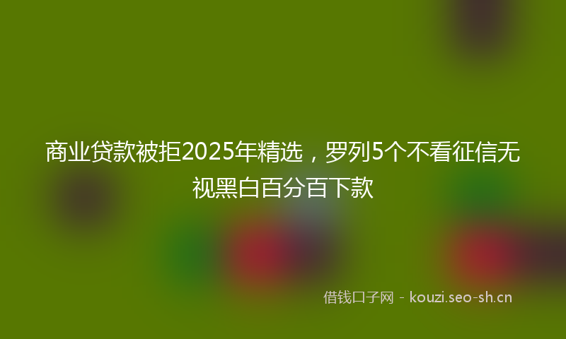 商业贷款被拒2025年精选，罗列5个不看征信无视黑白百分百下款