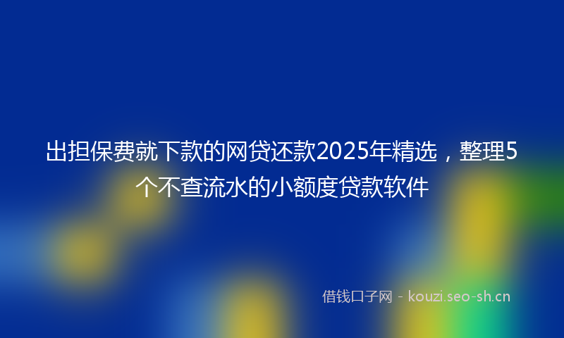 出担保费就下款的网贷还款2025年精选,整理5个不查流水的小额度贷款软件
