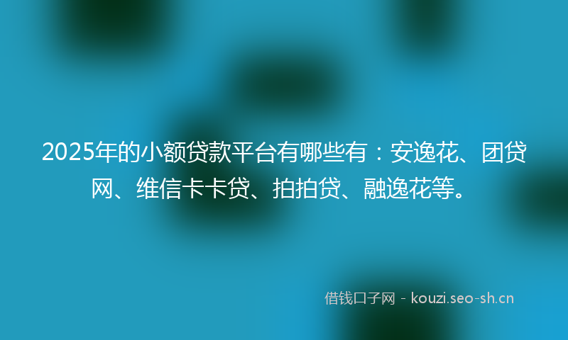 2025年的小额贷款平台有哪些有：安逸花、团贷网、维信卡卡贷、拍拍贷、融逸花等。