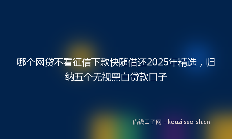 哪个网贷不看征信下款快随借还2025年精选，归纳五个无视黑白贷款口子