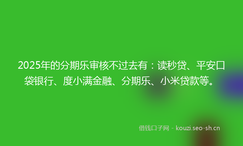 2025年的分期乐审核不过去有：读秒贷、平安口袋银行、度小满金融、分期乐、小米贷款等。