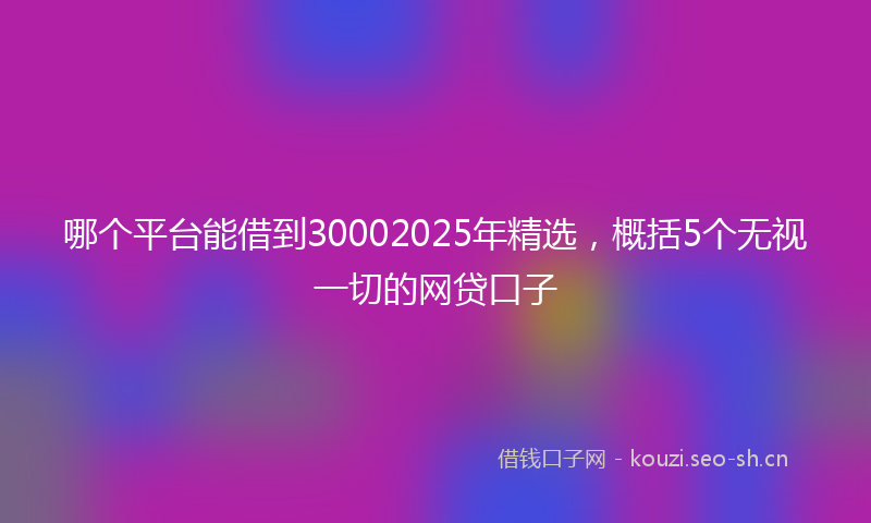 哪个平台能借到30002025年精选，概括5个无视一切的网贷口子