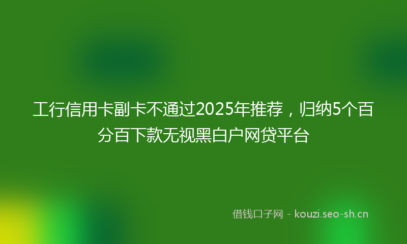 工行信用卡副卡不通过2025年推荐，归纳5个百分百下款无视黑白户网贷平台