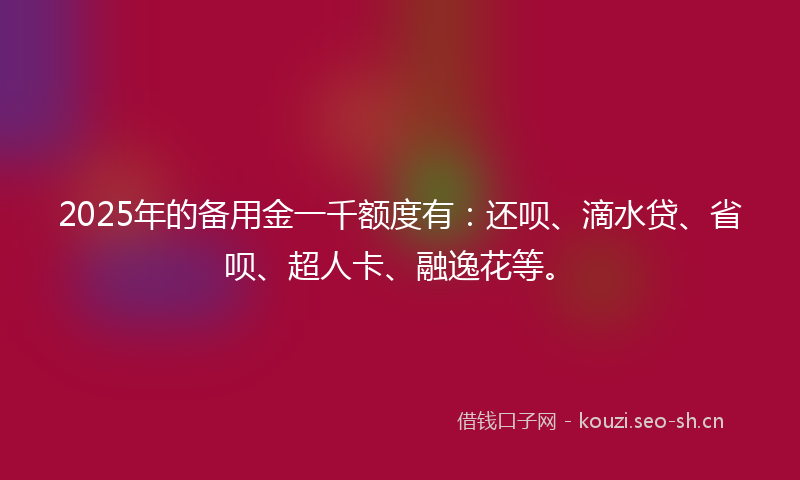 2025年的备用金一千额度有：还呗、滴水贷、省呗、超人卡、融逸花等。